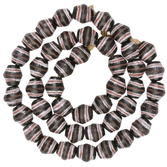 Striped African Powder Glass Beads - Krobo Recycled Trade Strand