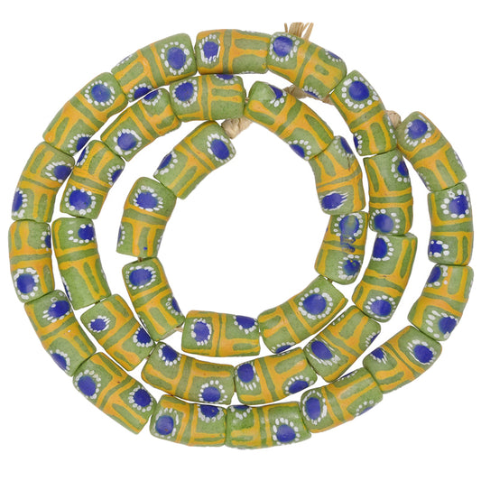 African Powder Glass Beads 10-11Mm, Fancy Krobo Recycled Beads