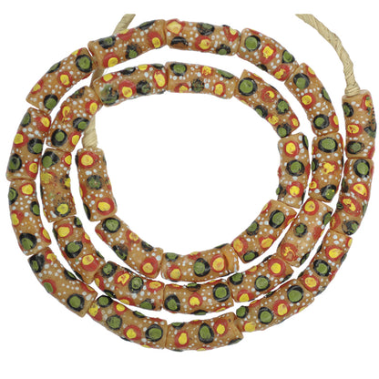 African Trade Beads 9-10Mm - Fancy Powder Glass Beads From Ghana