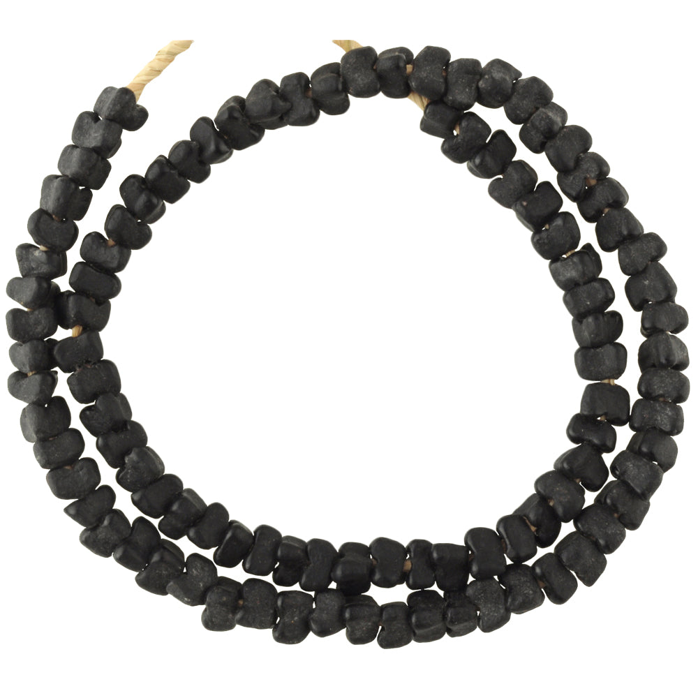 Black Flower Krobo Powder Glass Beads - African Trade Beads