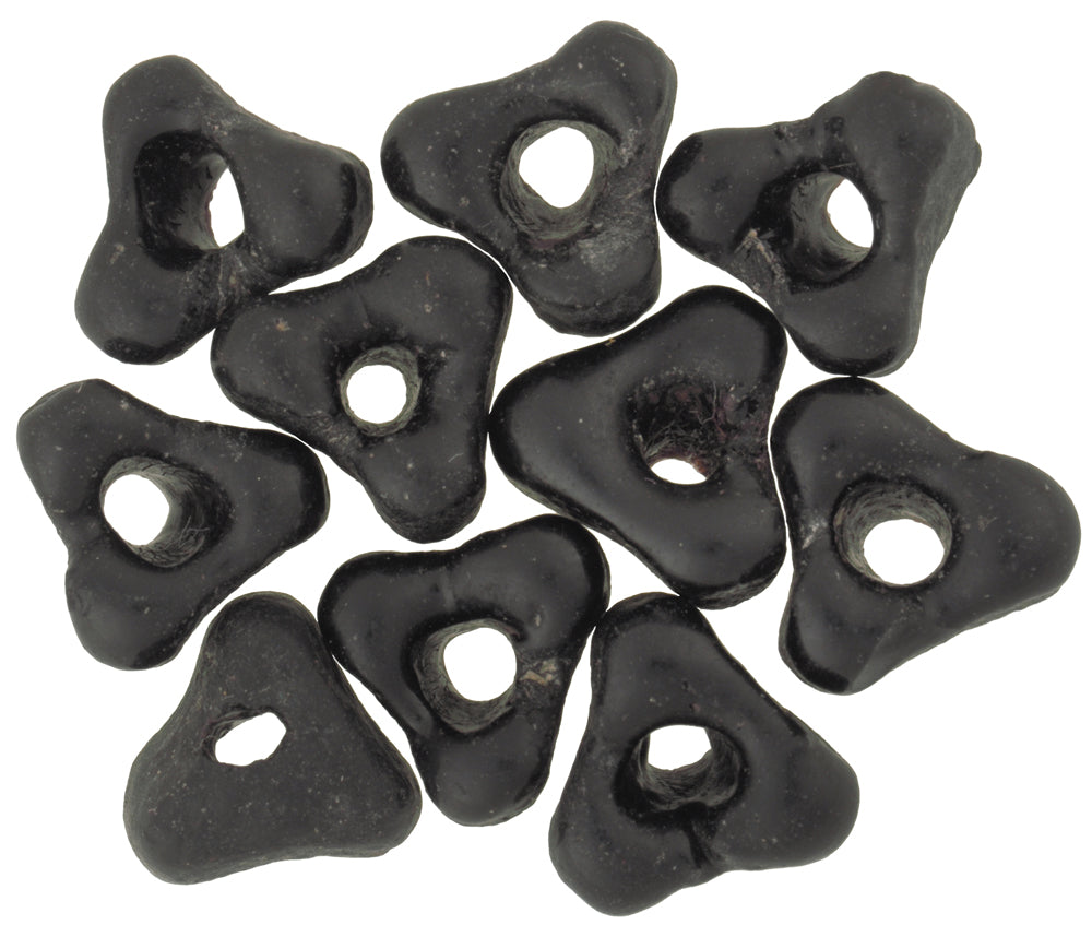 Black Flower Krobo Powder Glass Beads - African Trade Beads - close-up