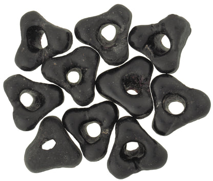 Black Flower Krobo Powder Glass Beads - African Trade Beads - close-up