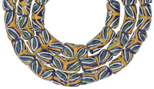 African Trade Beads: Fancy 9Mm Powder Glass Feather Beads - alternate view