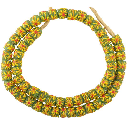Fancy African Powder Glass Trade Beads - 12-13Mm, Ghana Made