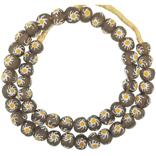 Translucent African Powder Glass Beads - 13-14Mm Krobo Fancy Style