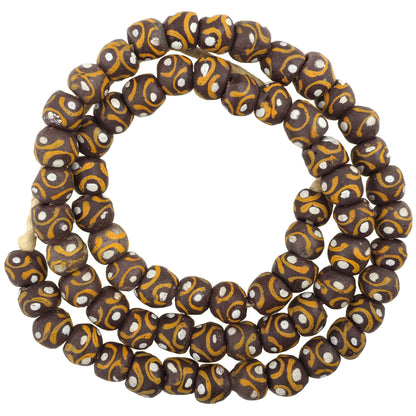 African Powder Glass Fancy Trade Beads, 11Mm - Handcrafted In Ghana