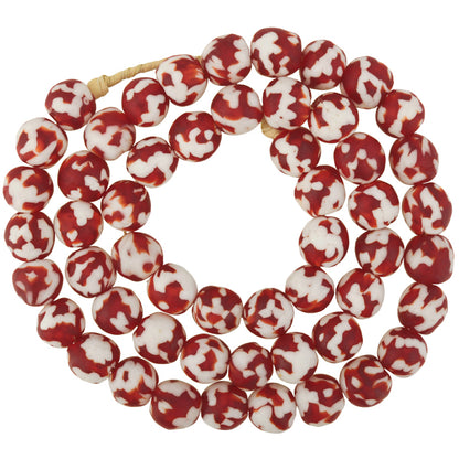 New African Trade Beads - Recycled White Heart Glass Beads From Ghana