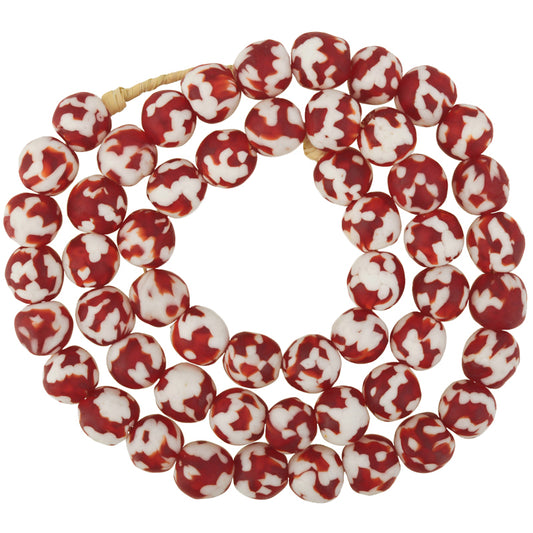 New African Trade Beads - Recycled White Heart Glass Beads From Ghana
