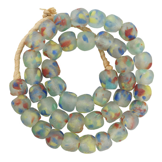 Translucent Recycled Glass Beads, 13-14Mm, African Krobo Strand