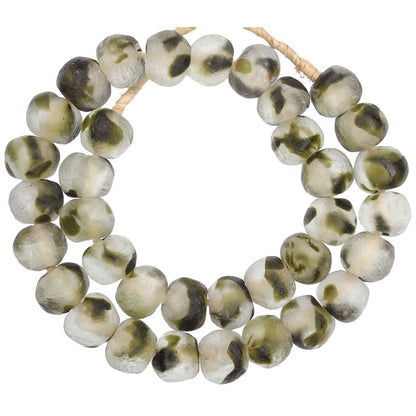 X-Large Multicolored Krobo Powder Glass Beads, 21-22Mm, Ghana