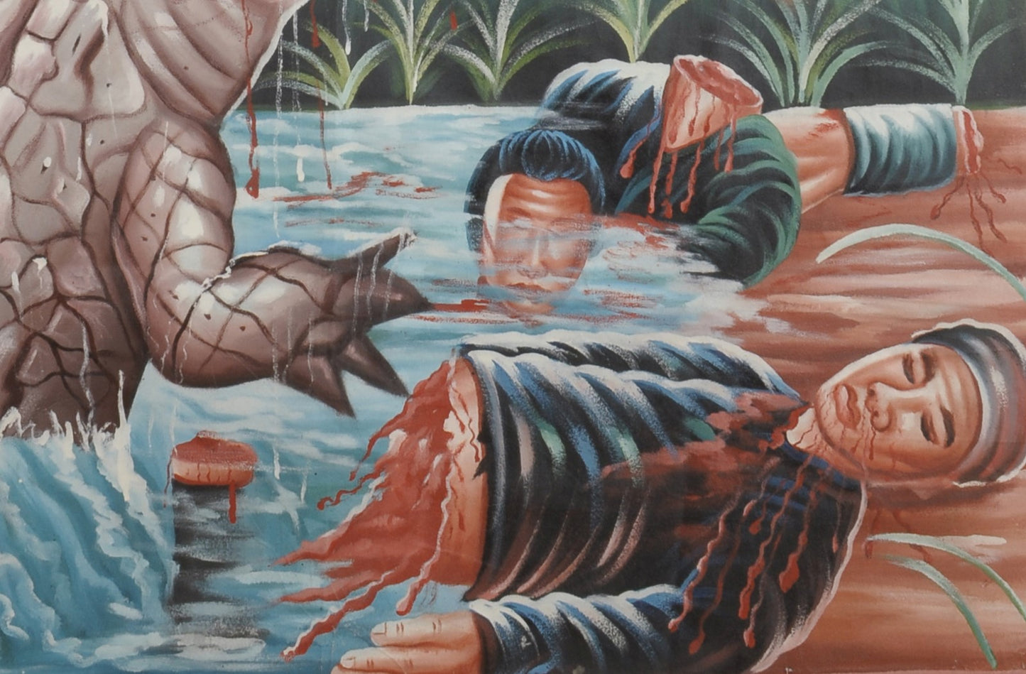 Lake Placid Ghana Hand Painted Movie Poster - Authentic African Art - close-up