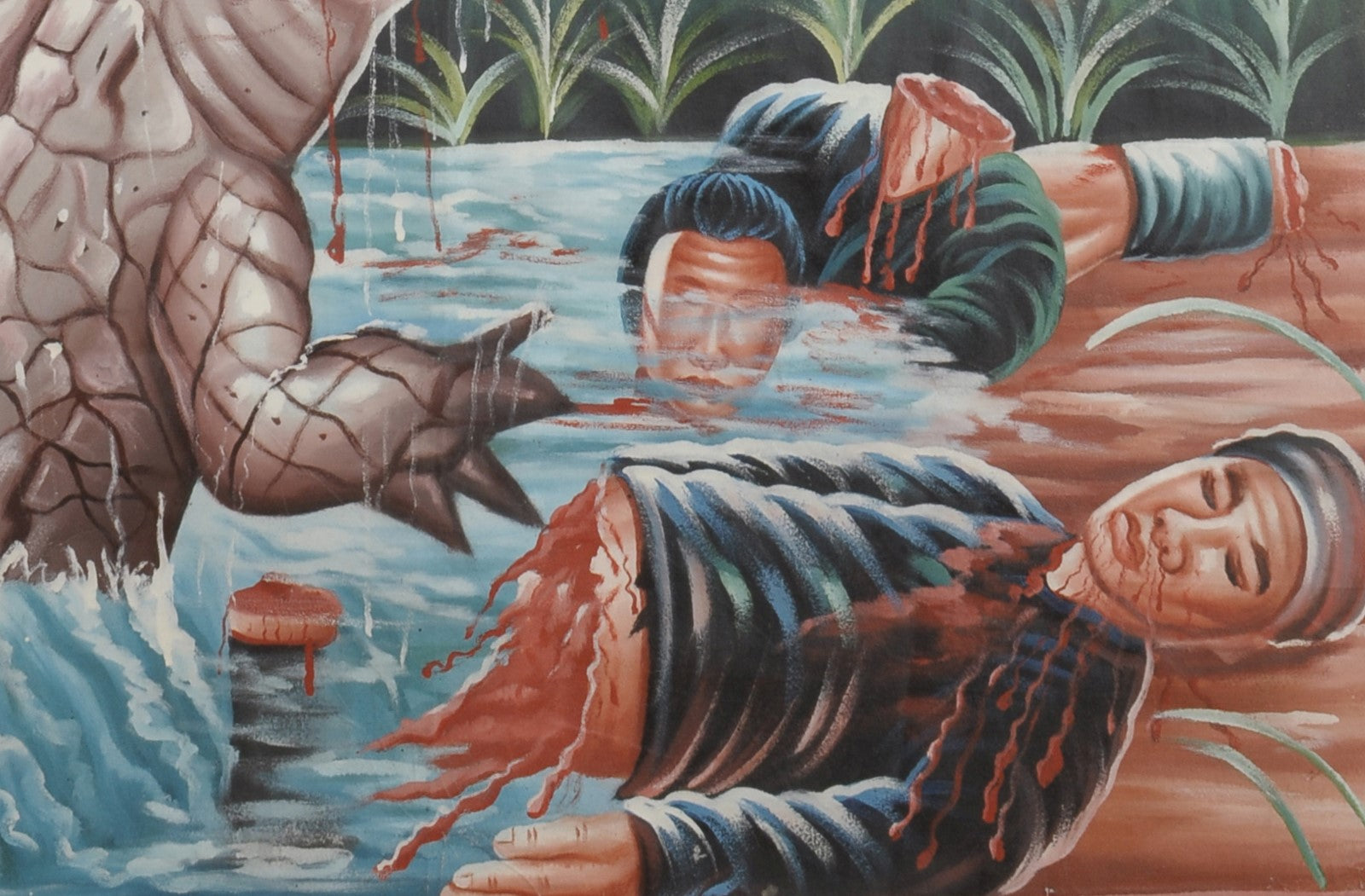 Lake Placid Ghana Hand Painted Movie Poster - Authentic African Art - close-up