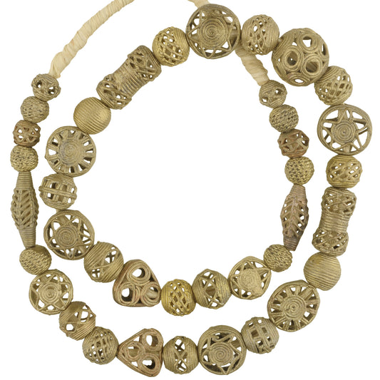 Handmade African Brass Beads From Ghana - 24.75" Strand
