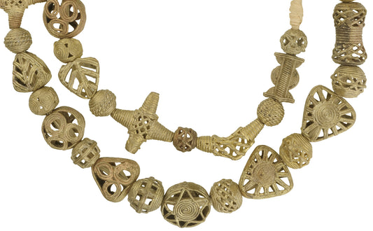 Authentic African Brass Beads From Ghana - Handmade 26" Strand - alternate view