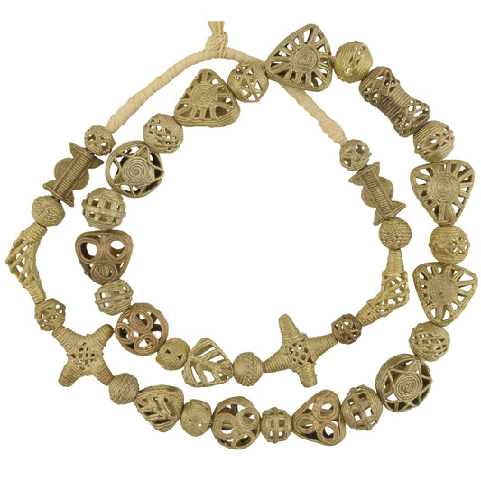 Authentic African Brass Beads From Ghana - Handmade 26" Strand