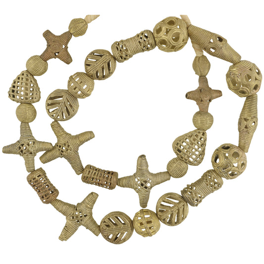 Handmade African Brass Beads From Ghana - 25 3/4" Strand