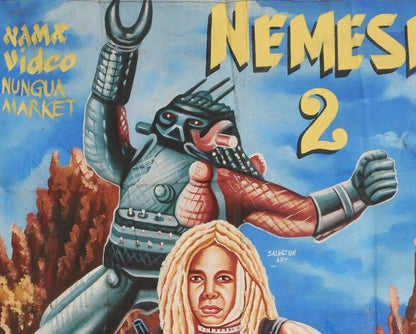 Nemesis 2 Movie Poster - Hand-Painted Ghana Cinema Art - close-up