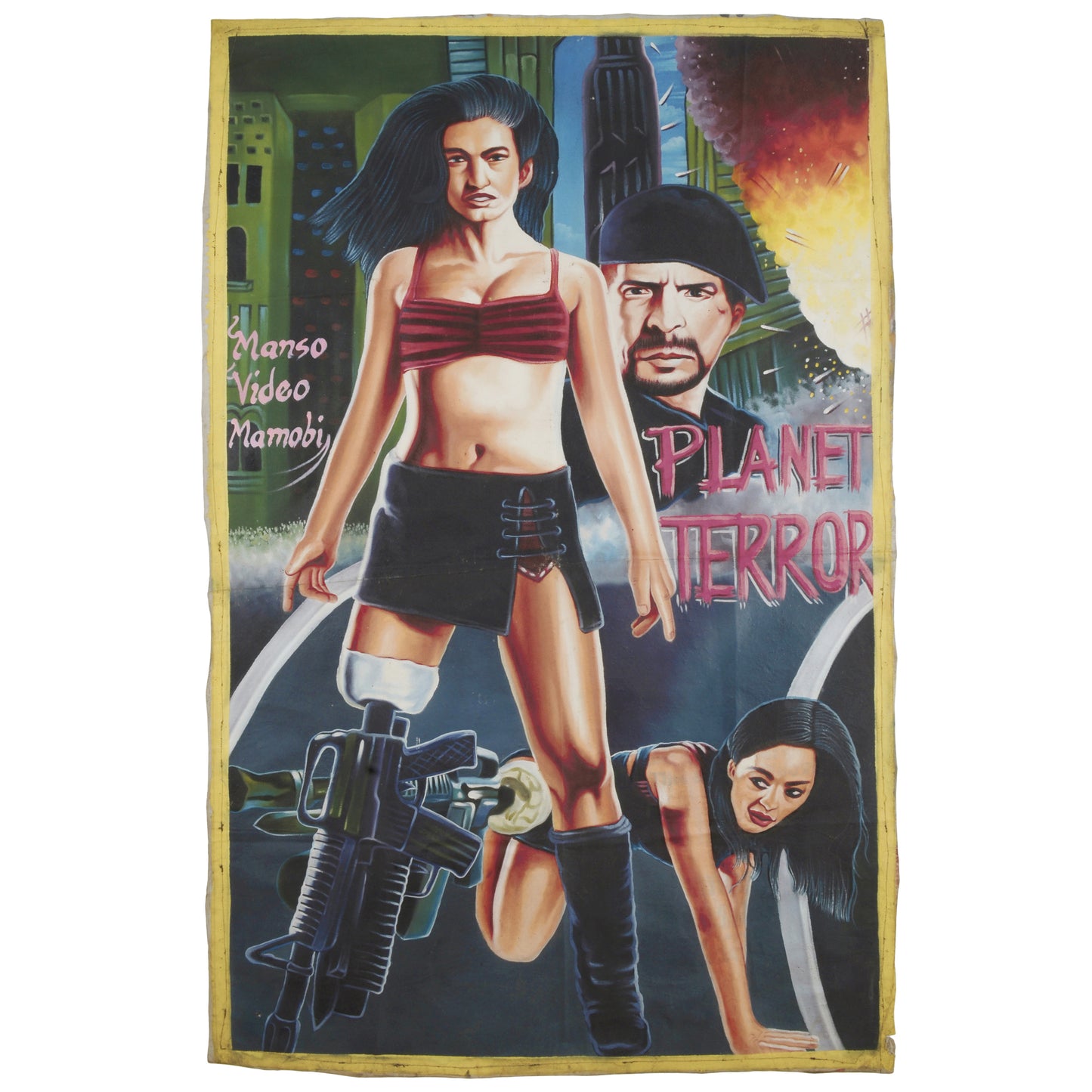 Planet Terror: Exclusive Hand-Painted Ghanaian Movie Poster - horror scene artwork