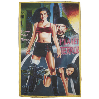 Planet Terror: Exclusive Hand-Painted Ghanaian Movie Poster - horror scene artwork