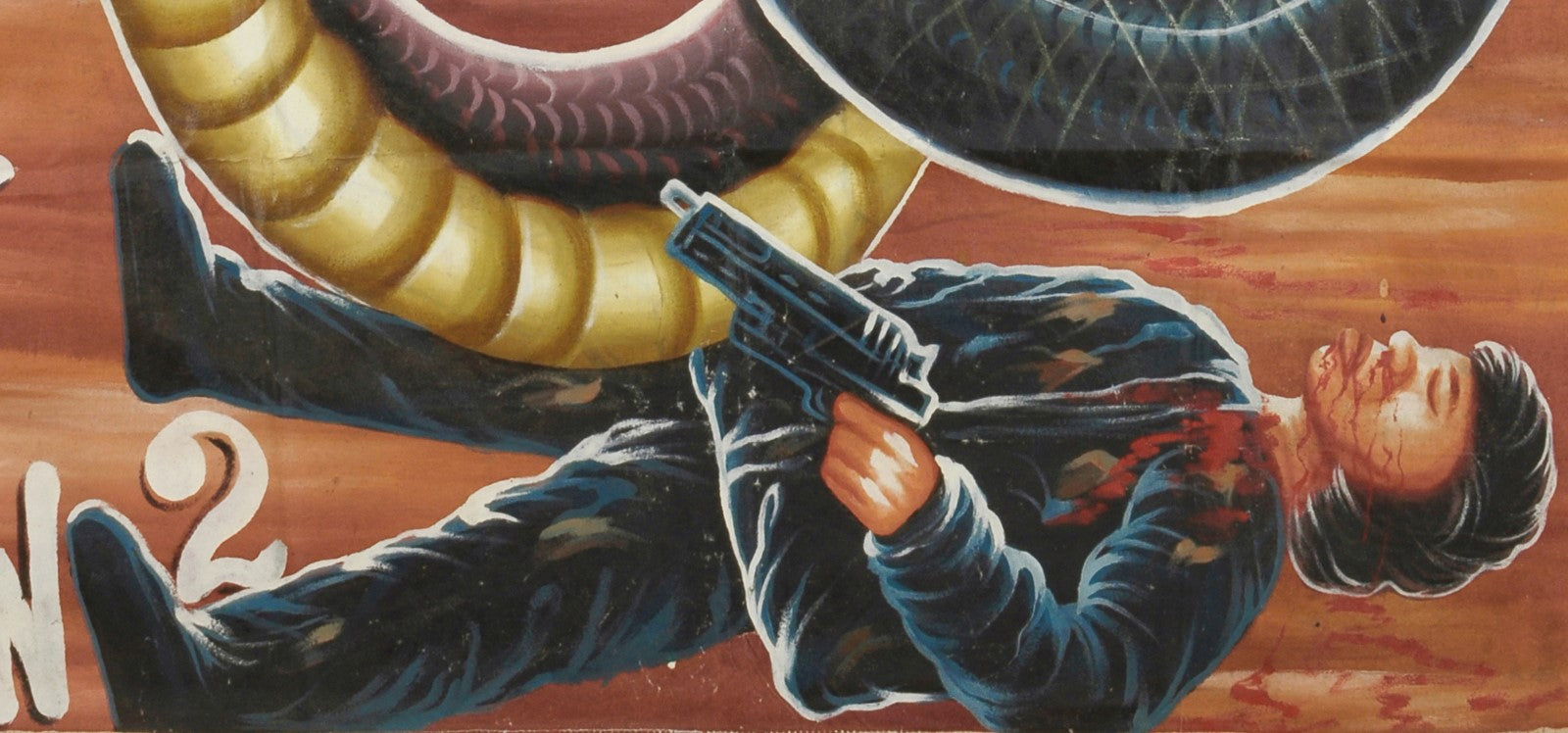 Python 2 Movie Poster - Hand-Painted Ghanaian Wall Art - close-up