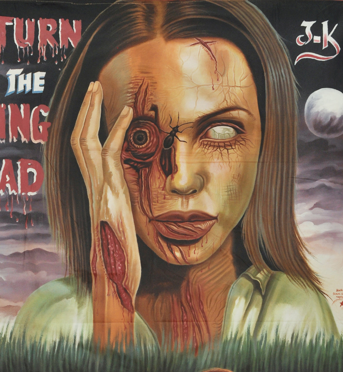 Hand-Painted "Return Of The Living Dead" Movie Poster From Ghana - close-up