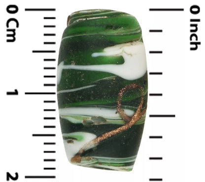 Rare Antique Floral Venetian Glass Trade Bead - 18Mm X 10Mm - close-up
