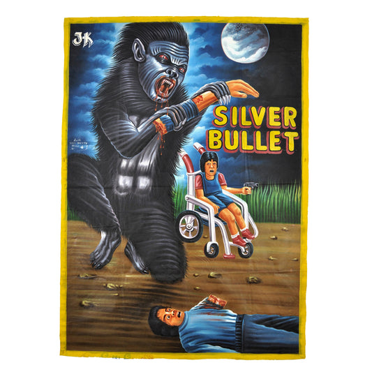 Silver Bullet Movie Poster - Hand-Painted Ghana Art | Unique Collectible - Corey Haim action poster
