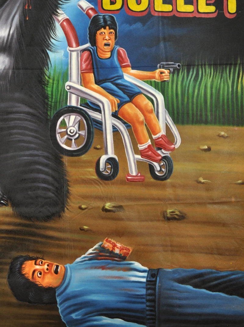 Silver Bullet Movie Poster - Hand-Painted Ghana Art | Unique Collectible - close-up