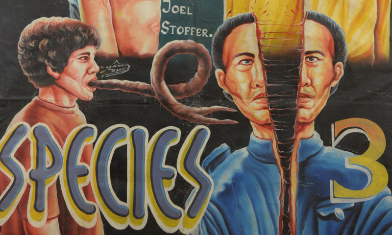 Authentic Hand-Painted Species 3 Movie Poster From Ghana - close-up