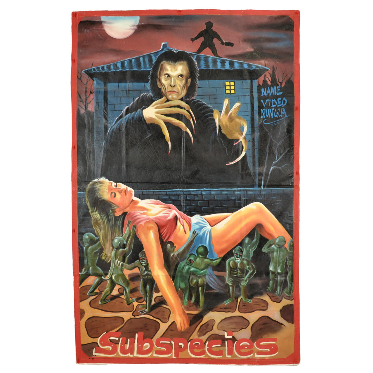 Subspecies Movie Poster - Original Hand-Painted Ghana 62"X38.5" - horror scene artwork