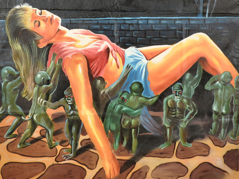 Subspecies Movie Poster - Original Hand-Painted Ghana 62"X38.5" - zoomed-in detail