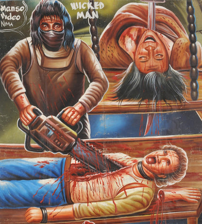 Hand-Painted 'The Texas Chainsaw Massacre' Movie Poster Ghana - zoomed-in detail