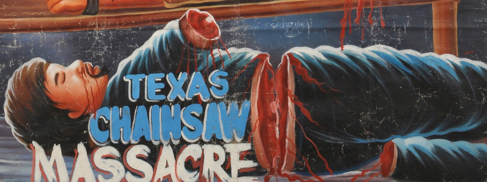 Hand-Painted 'The Texas Chainsaw Massacre' Movie Poster Ghana - close-up