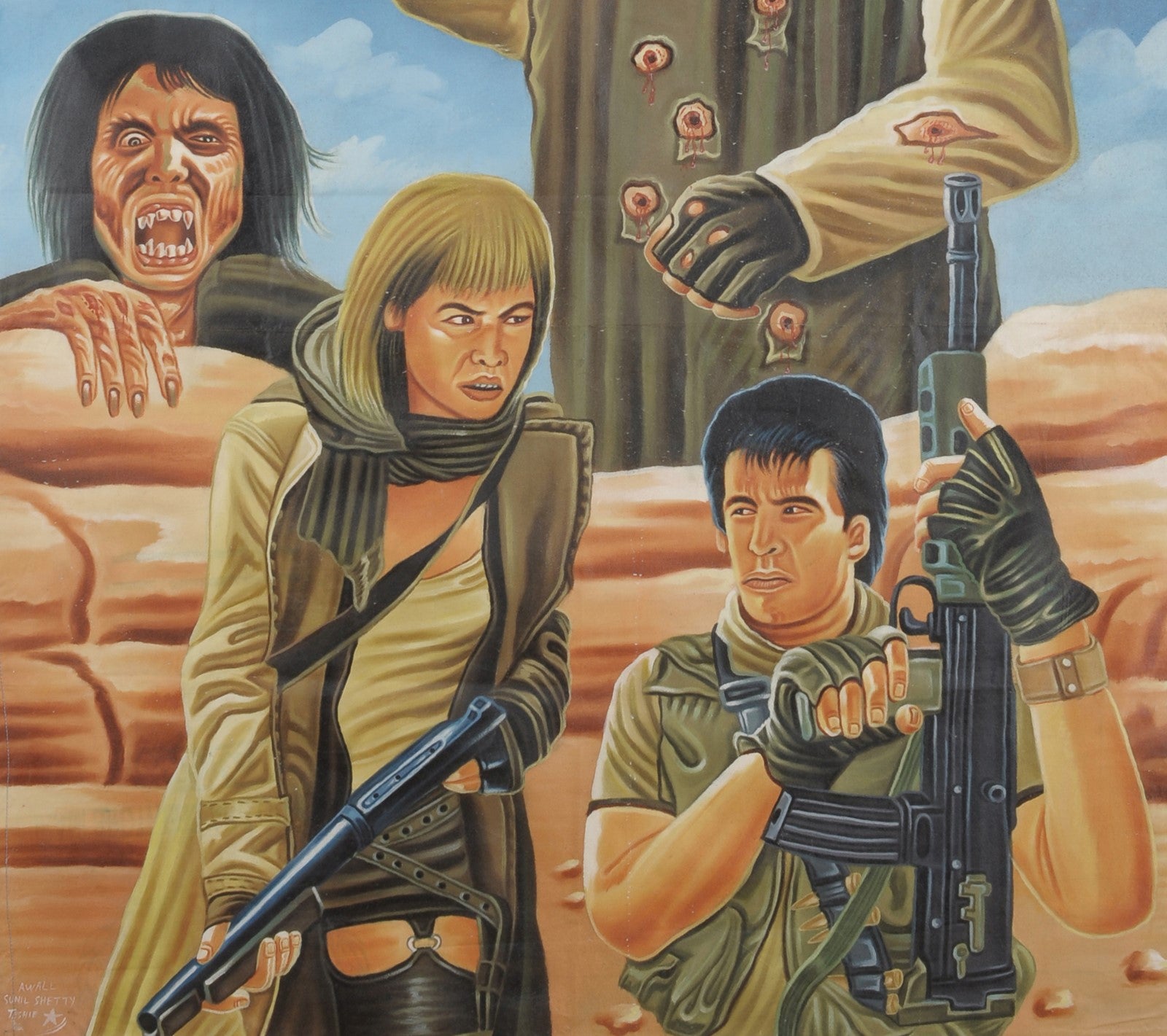 The Hills Have Eyes 2 Movie Poster - Authentic Hand-Painted Ghana Art - close-up