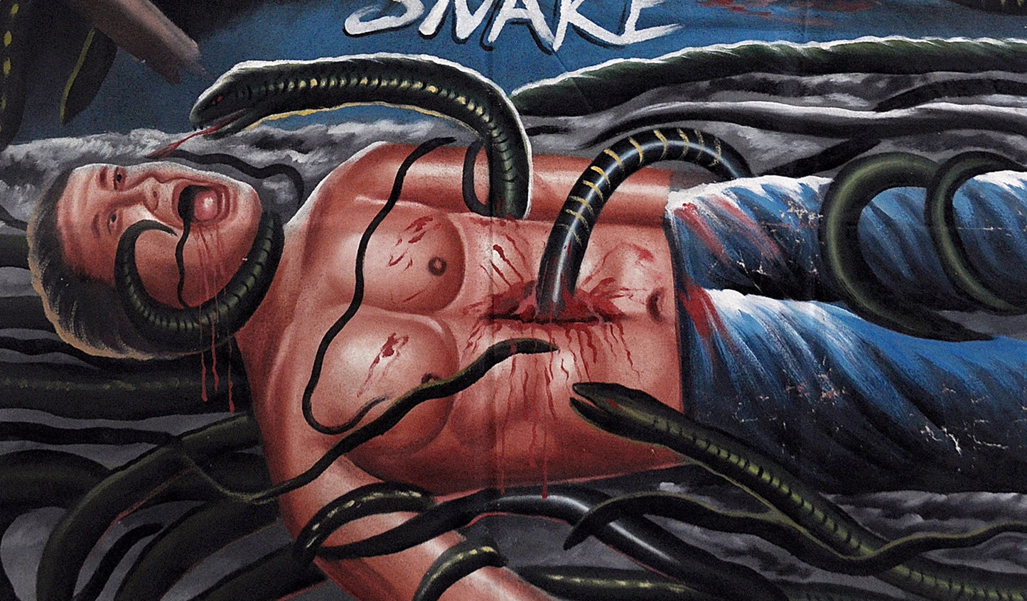 Intruder Movie Poster - Hand-Painted Ghana Horror Art - close-up