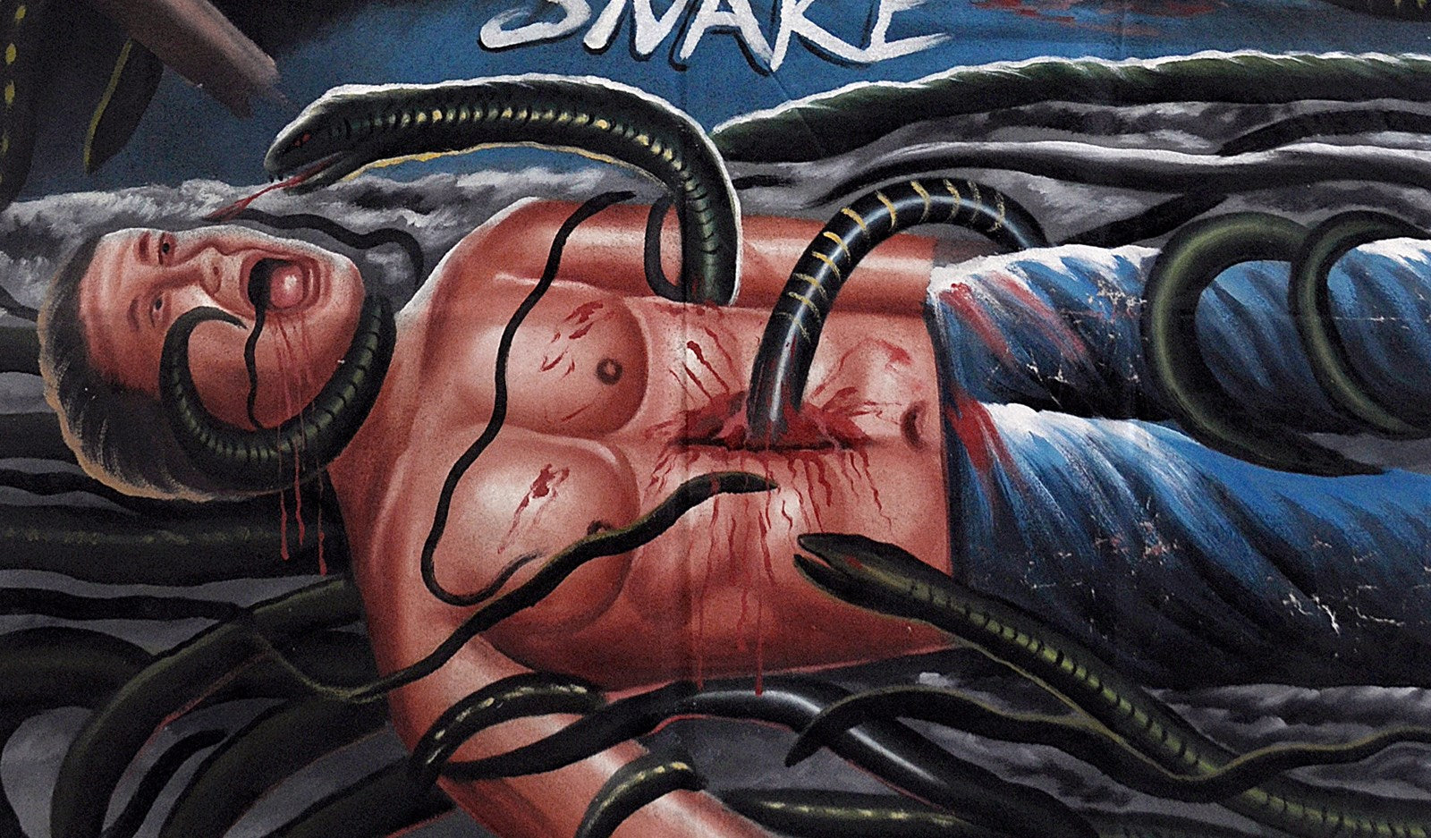 Intruder Movie Poster - Hand-Painted Ghana Horror Art - close-up