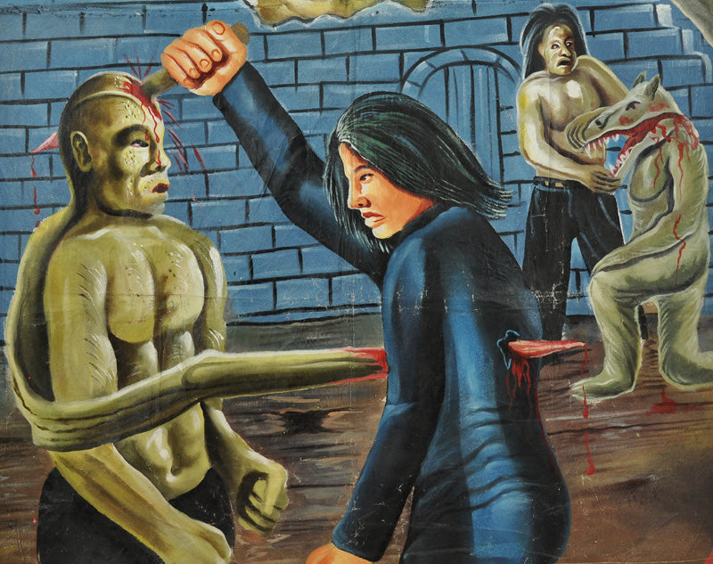Underworld 2 Evolution - Unique Hand-Painted Ghana Movie Poster - close-up