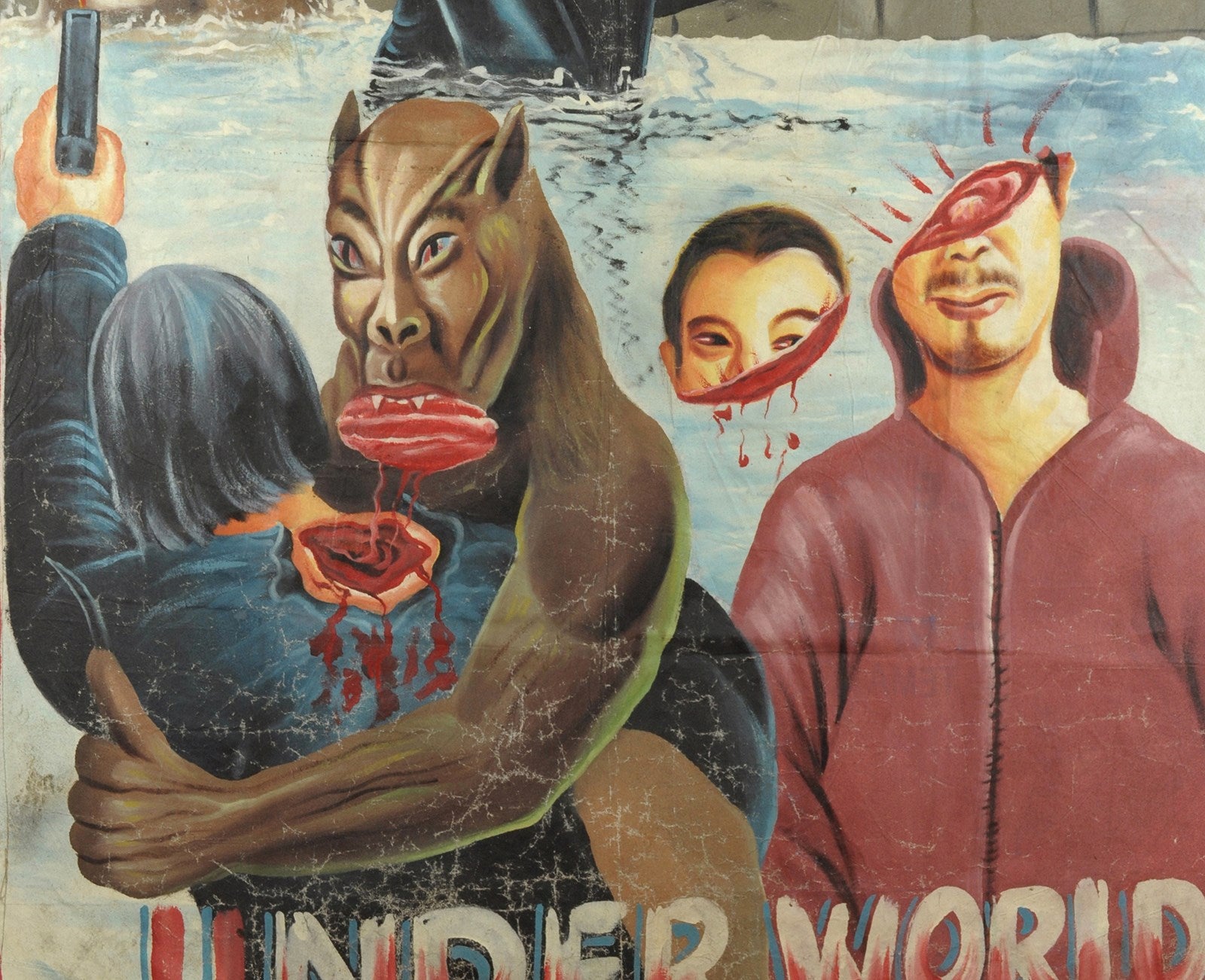 Underworld Hand-Painted Movie Poster - Authentic African Horror Art - close-up