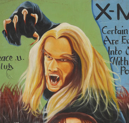 Unique X-Men Movie Poster - Hand-Painted In Ghana - close-up