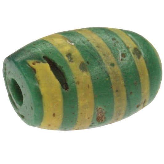 Rare Antique Green "Bumble Bee" Venetian Wound Glass Trade Bead