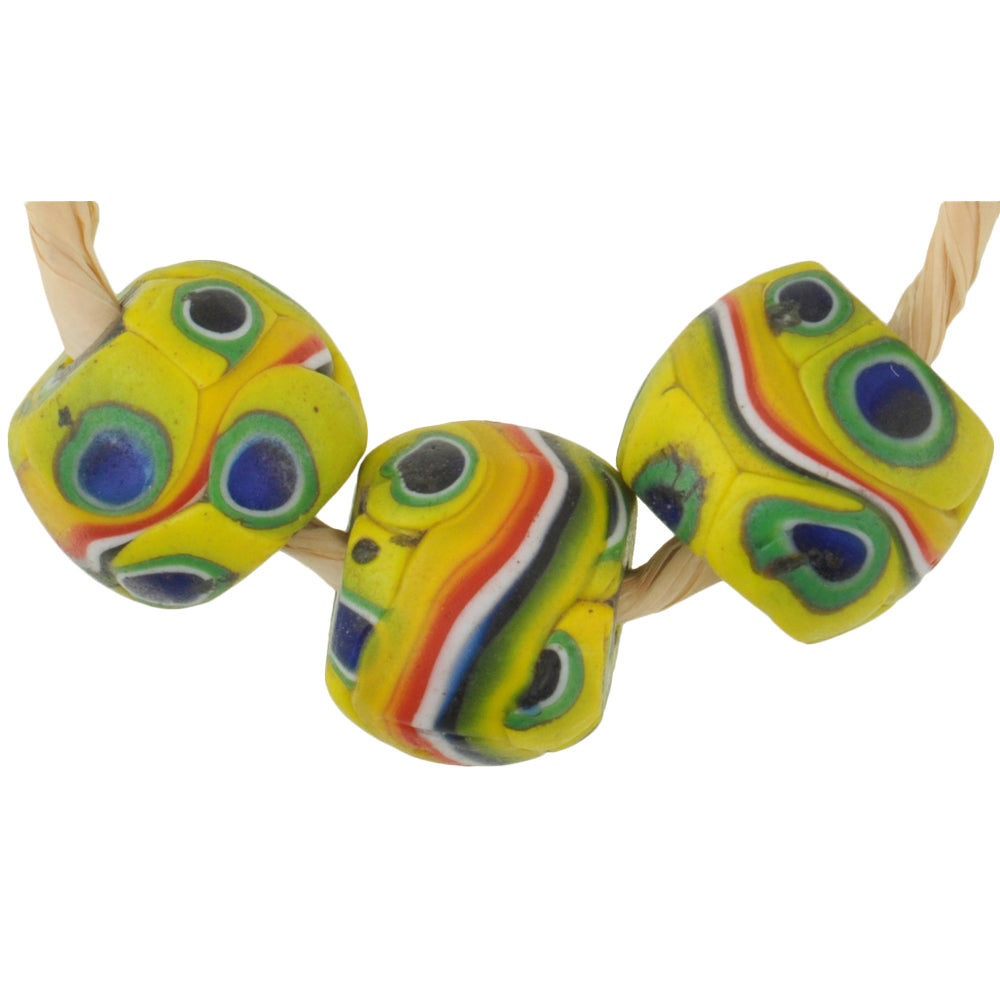 Antique Venetian Banded Millefiori African Trade Beads - 13X11Mm