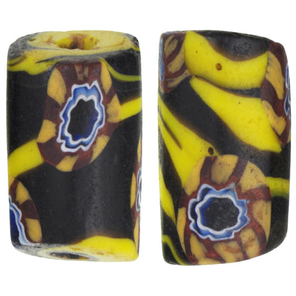 Rare Antique Venetian Millefiori African Trade Beads, 17X10Mm Pair