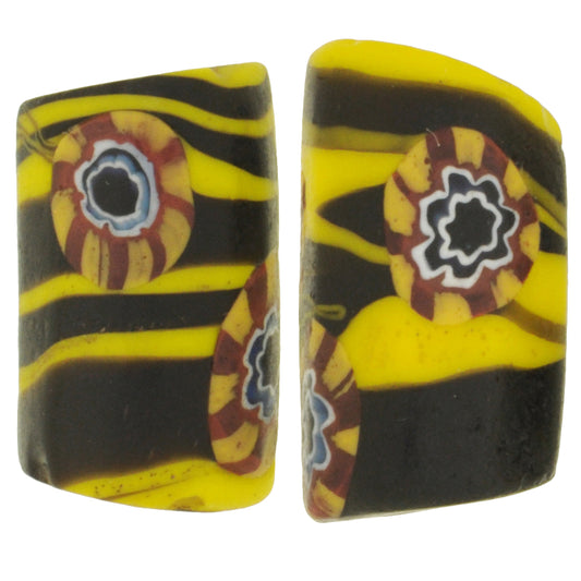 Rare Antique Venetian Millefiori Mosaic Trade Beads, 17-18Mm, Matched Pair