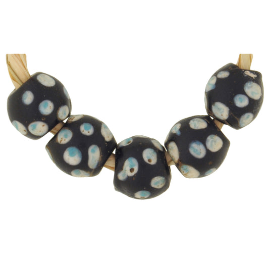 Antique Small Black "Skunk" Venetian Lampwork Glass Trade Beads