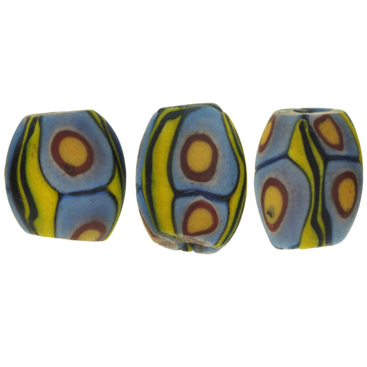 Rare Antique Oval Millefiori Venetian Mosaic Glass Trade Beads - African Trade