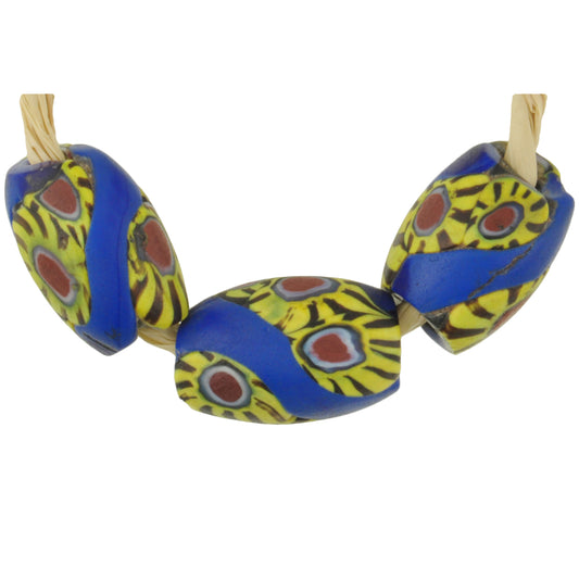 Antique Oval Venetian Millefiori Mosaic Glass Trade Beads - Rare African Beads