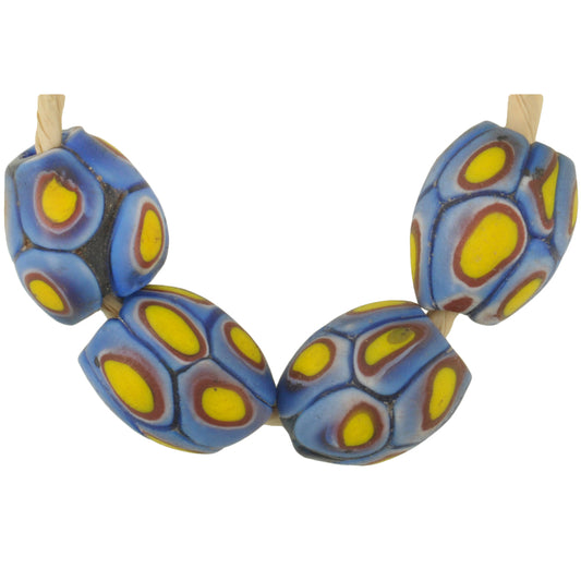 Antique Oval Millefiori Venetian Mosaic Glass Trade Beads 12-13Mm