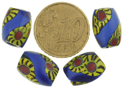 Rare Antique Venetian Oval Millefiori Mosaic Glass African Trade Beads - close-up