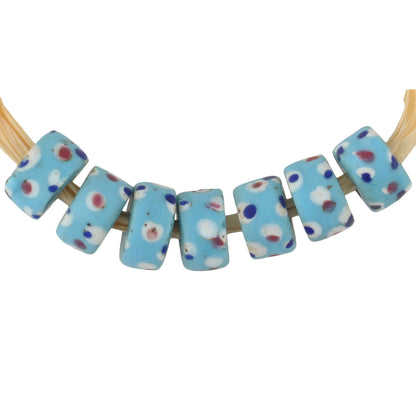 Rare Blue "Thousand Eyes" Venetian Fancy Disk Glass Trade Beads, 7-8Mm