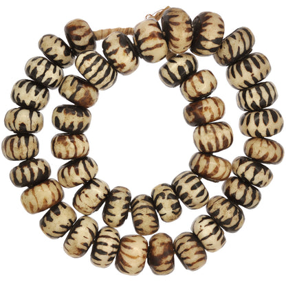 Large Kenya Bone Beads - African Batik Tiger Stripe Trade Beads